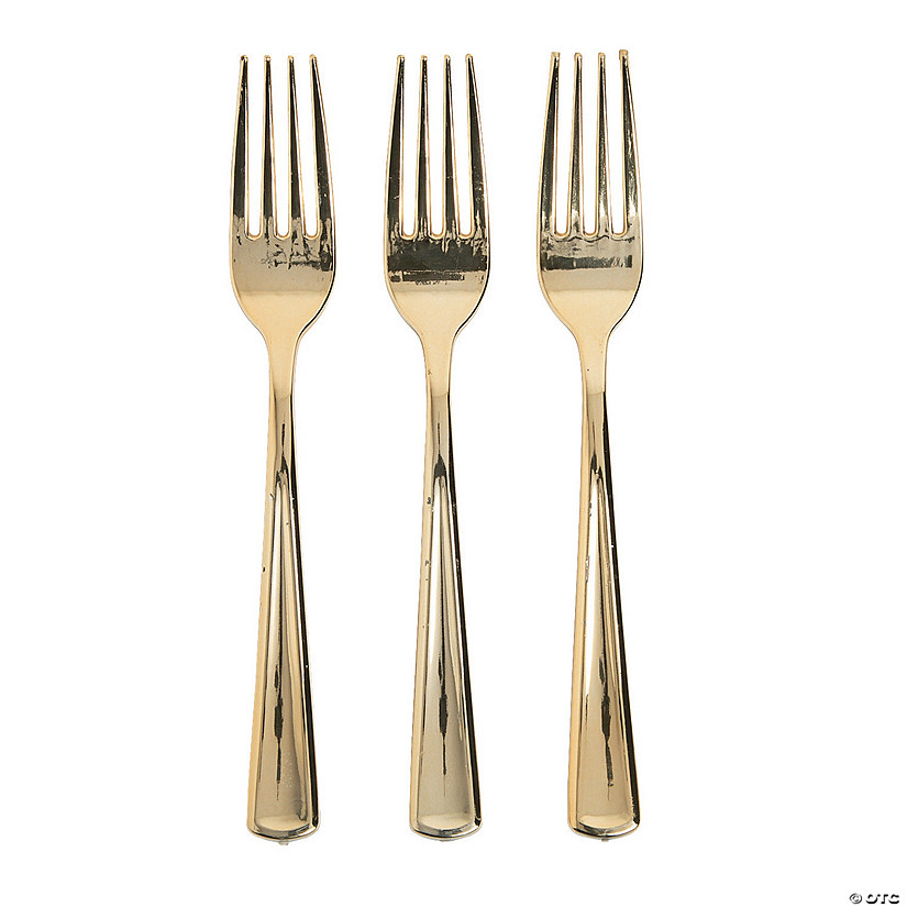 Premium Metallic Gold Plastic Forks - 24 Ct. Image