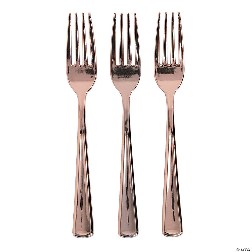 Premium Metallic Rose Gold Plastic Forks - 24 Ct. Image