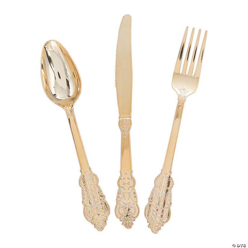 Premium Ornate Gold Cutlery Sets - 24 Ct. Image