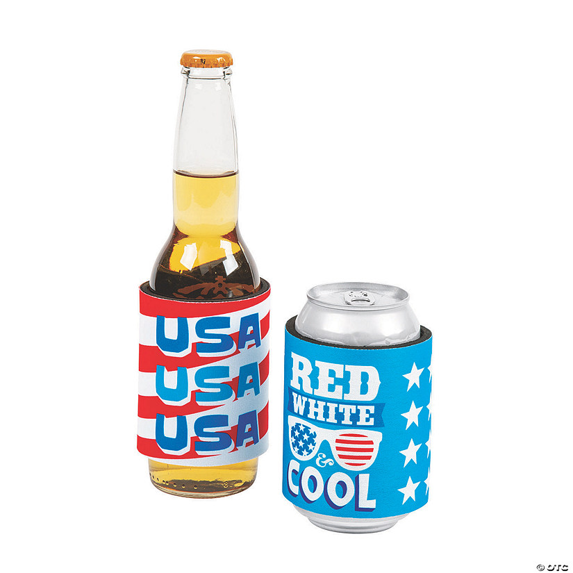 Premium Patriotic Neoprene Slap Can & Bottle Coolers - 6 Pc. Image
