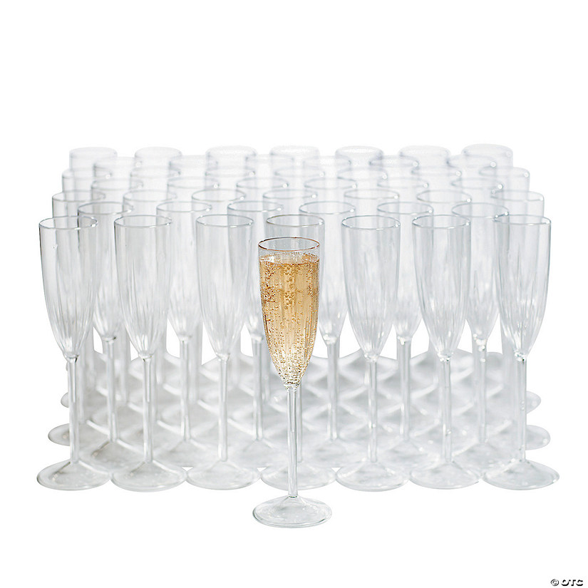 Premium Plastic Etched Champagne Flutes 100 Pc.
