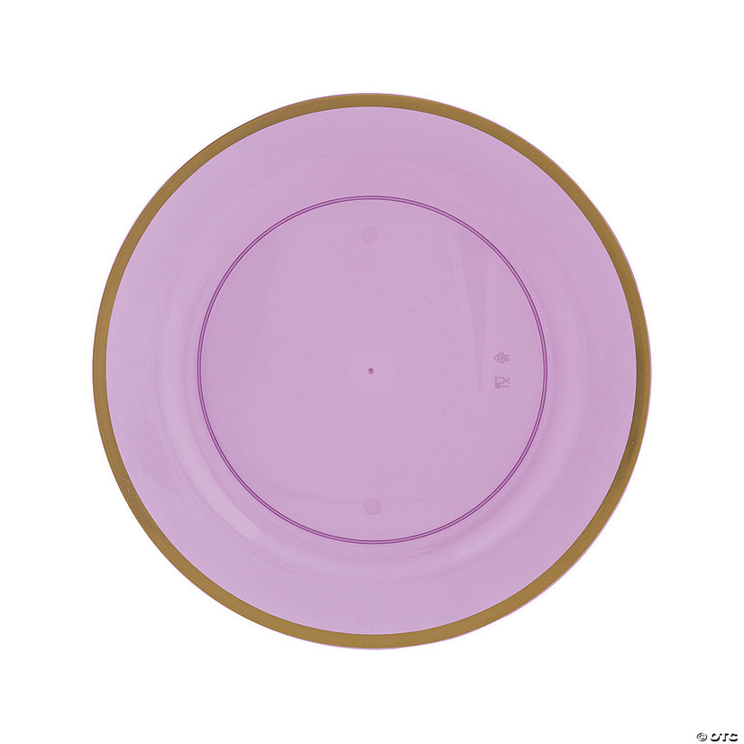 Premium Purple Plastic Dinner Plates with Gold Trim - 25 Ct. Image