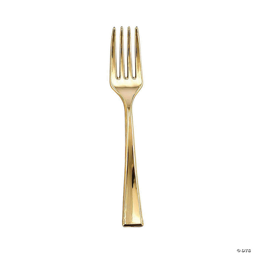 Premium Shiny Metallic Gold Mini Plastic Disposable Tasting Forks (600 Forks) Image
