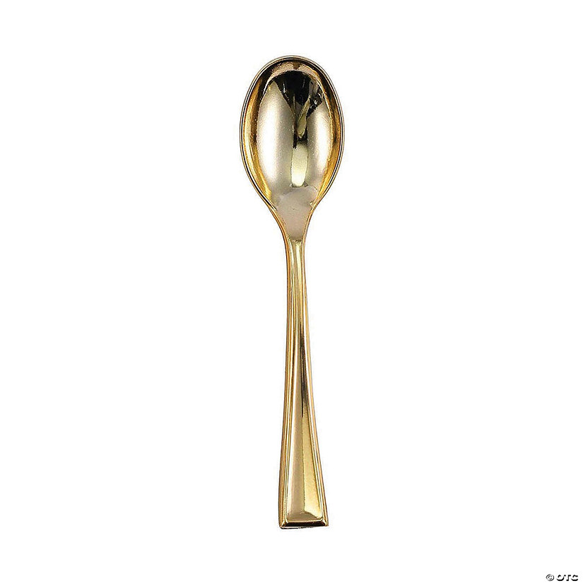Premium Shiny Metallic Gold Mini Plastic Disposable Tasting Spoons (600 Spoons) Image
