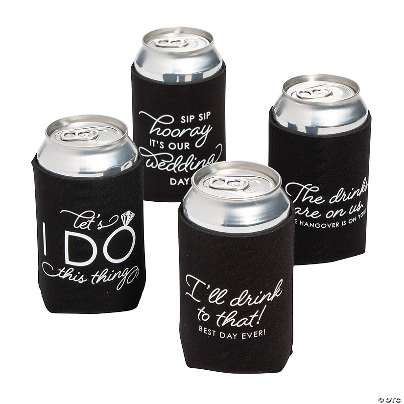 Premium Wedding Sayings Can Coolers - 12 Pc. Image