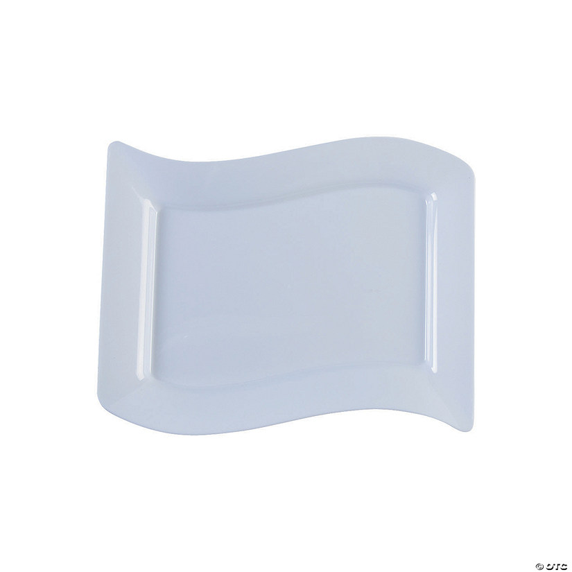 Premium White Wavy Rectangular Plastic Dessert Plates Oriental Trading