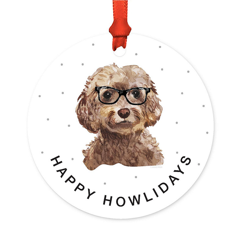 Preppy Dog Metal Ornament Brown Cockapoo Image