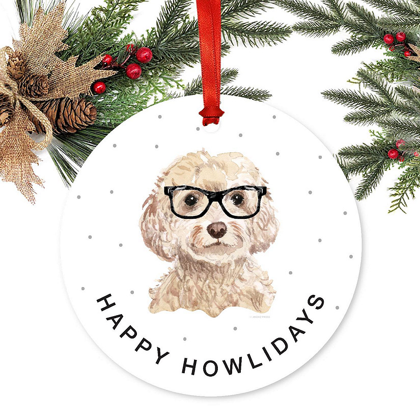 Preppy Metal Ornament Champagne Cockapoo Image