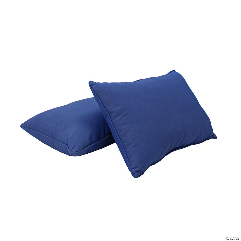 Presidio 12" x 20" Lumbar Indoor/Outdoor Pillow with Piping, 2-Pack - Denim Blue Image