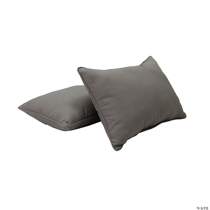 Presidio 12" x 20" Lumbar Indoor/Outdoor Pillow with Piping, 2-Pack - Gray Image