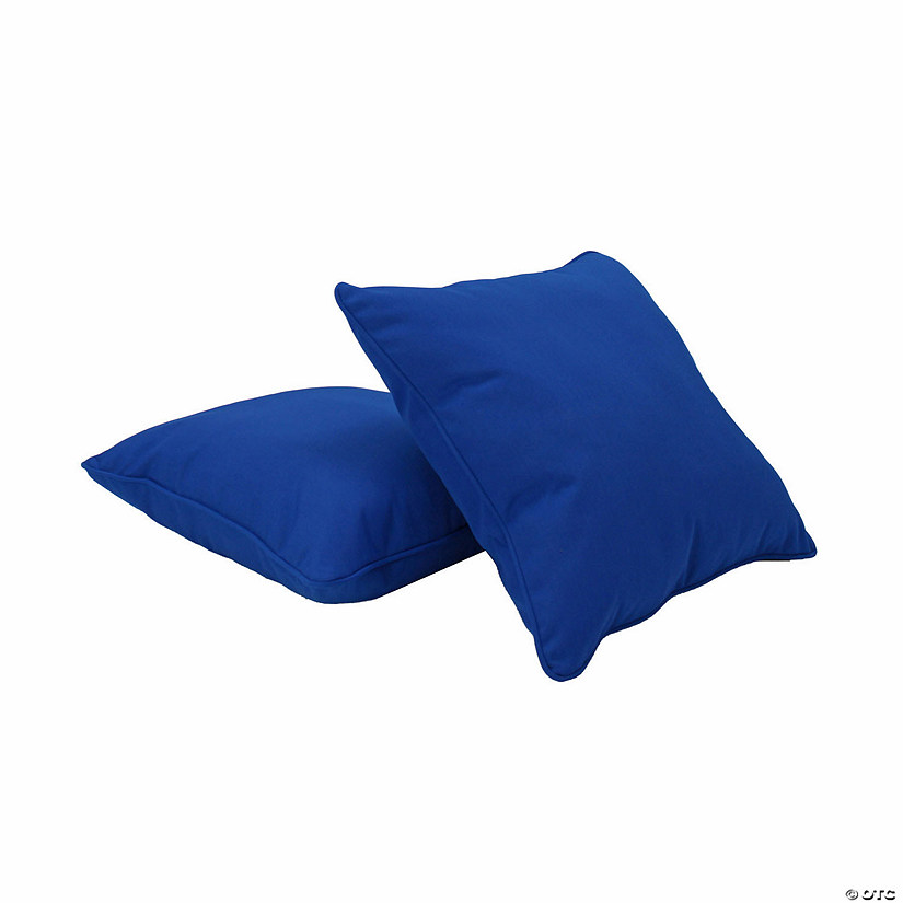 Presidio 15" x 15" Square Indoor/Outdoor Pillow with Piping, 2-Pack - Brilliant Blue Image