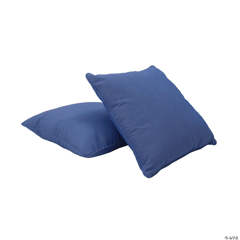 Presidio 15" x 15" Square Indoor/Outdoor Pillow with Piping, 2-Pack - Denim Blue Image