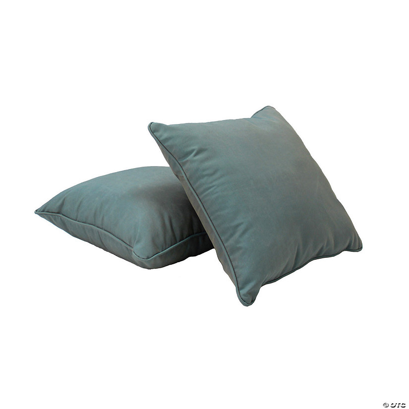 Presidio 15" x 15" Square Indoor/Outdoor Pillow with Piping, 2-Pack - Dusty Turquoise Image