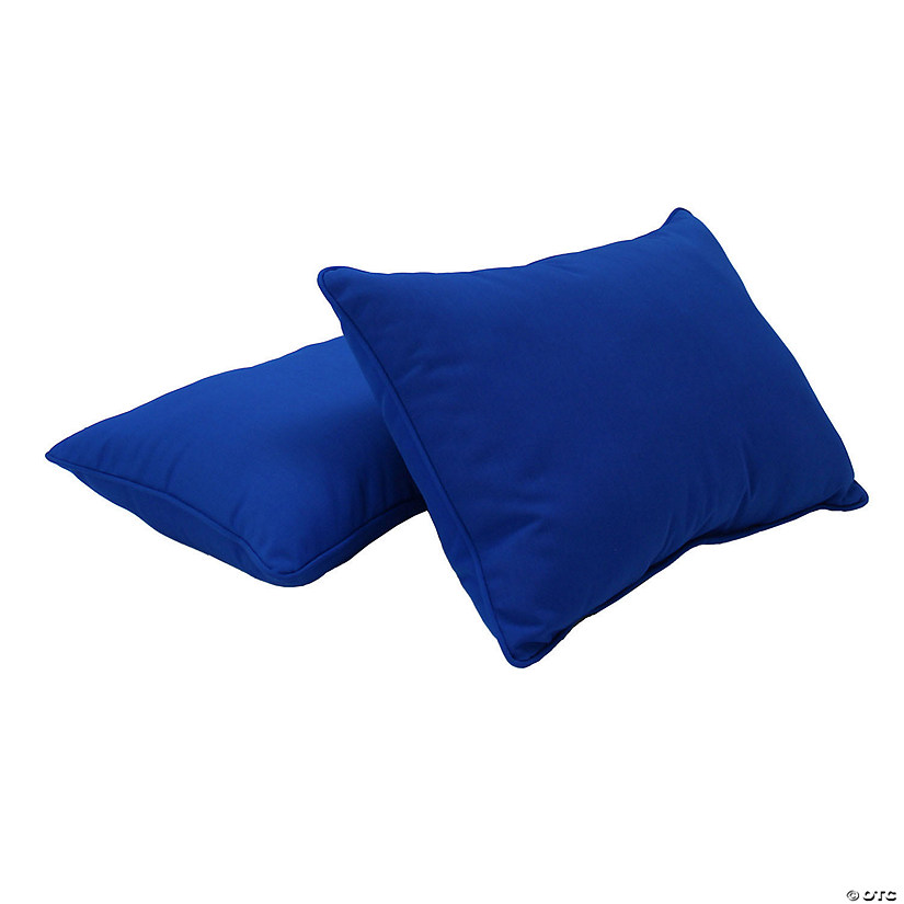 Presidio 16" x 24" Lumbar Indoor/Outdoor Pillow with Piping, 2-Pack - Brilliant Blue Image