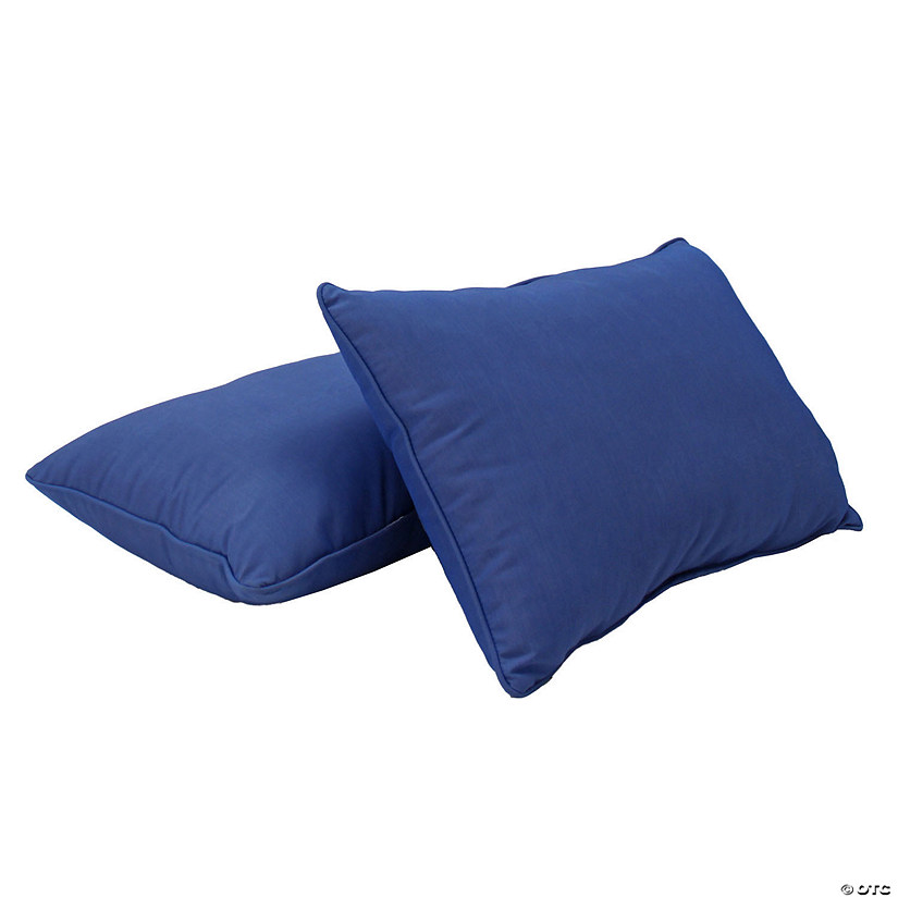 Presidio 16" x 24" Lumbar Indoor/Outdoor Pillow with Piping, 2-Pack - Denim Blue Image