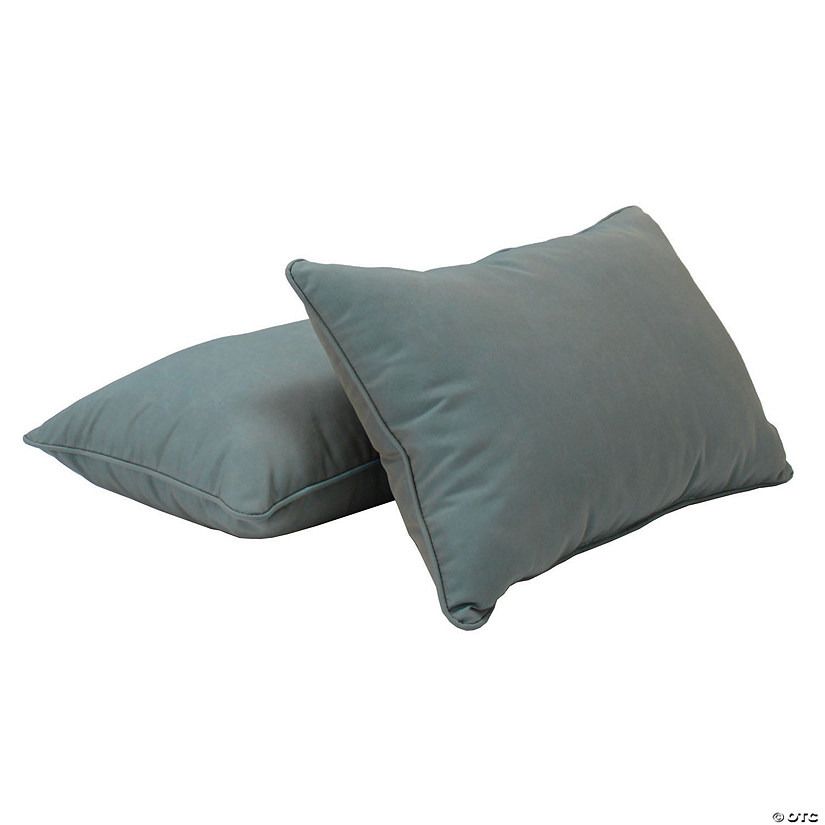 Presidio 16" x 24" Lumbar Indoor/Outdoor Pillow with Piping, 2-Pack - Dusty Turquoise Image