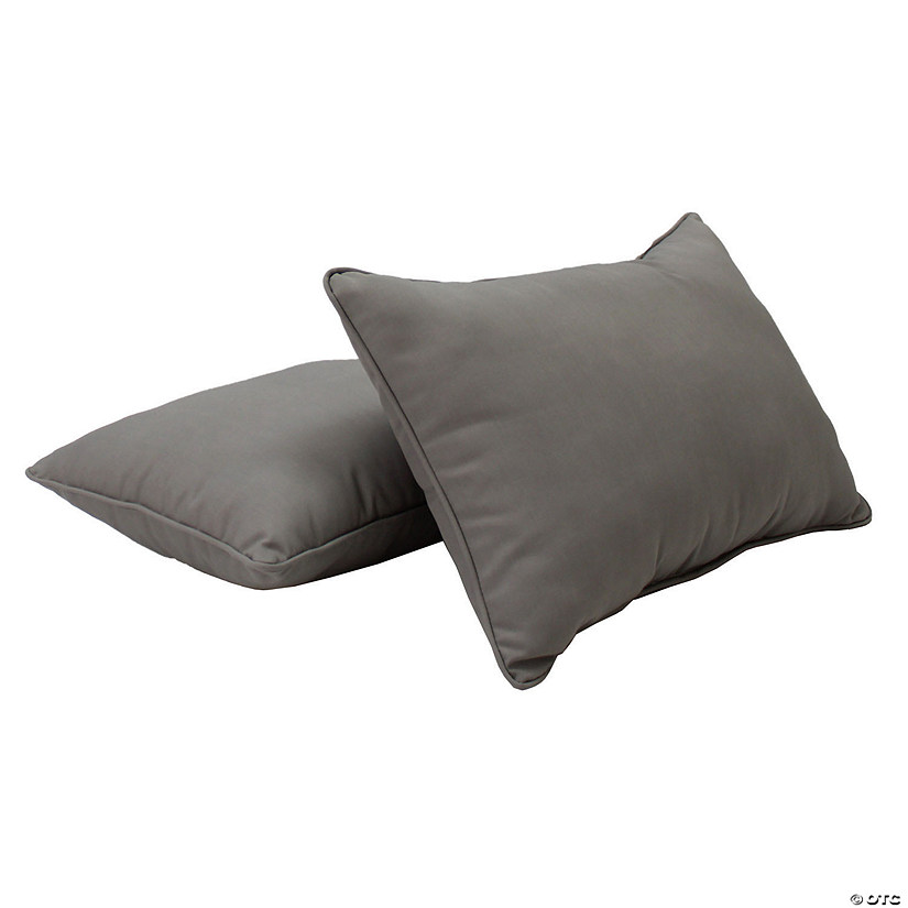 Presidio 16" x 24" Lumbar Indoor/Outdoor Pillow with Piping, 2-Pack - Gray Image