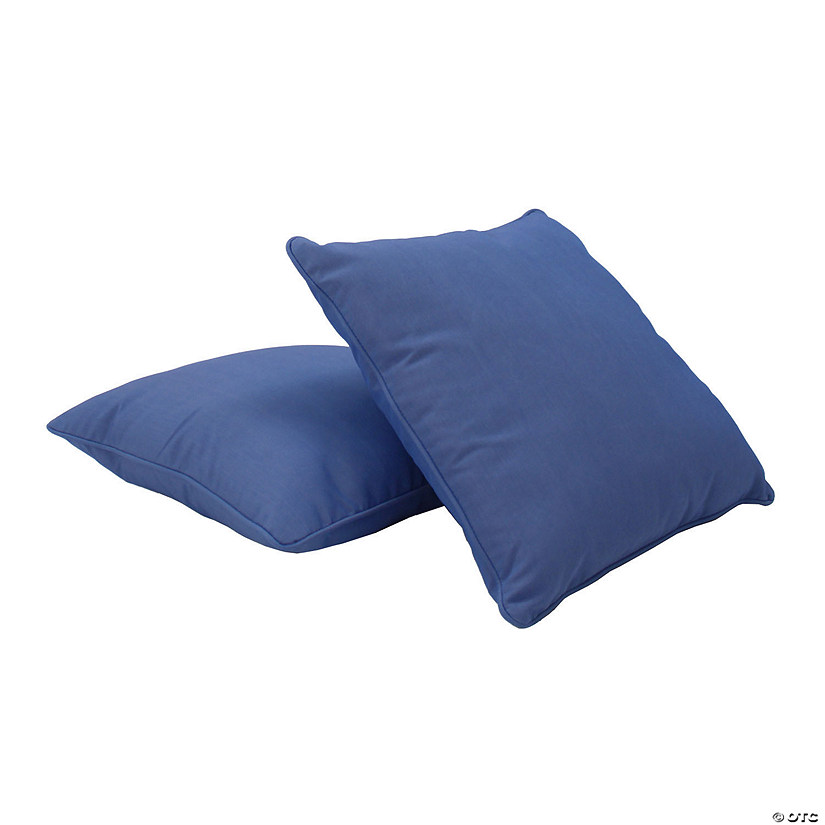 Presidio 18"x 18" Square Indoor/Outdoor Pillow with Piping, 2-Pack - Denim Blue Image