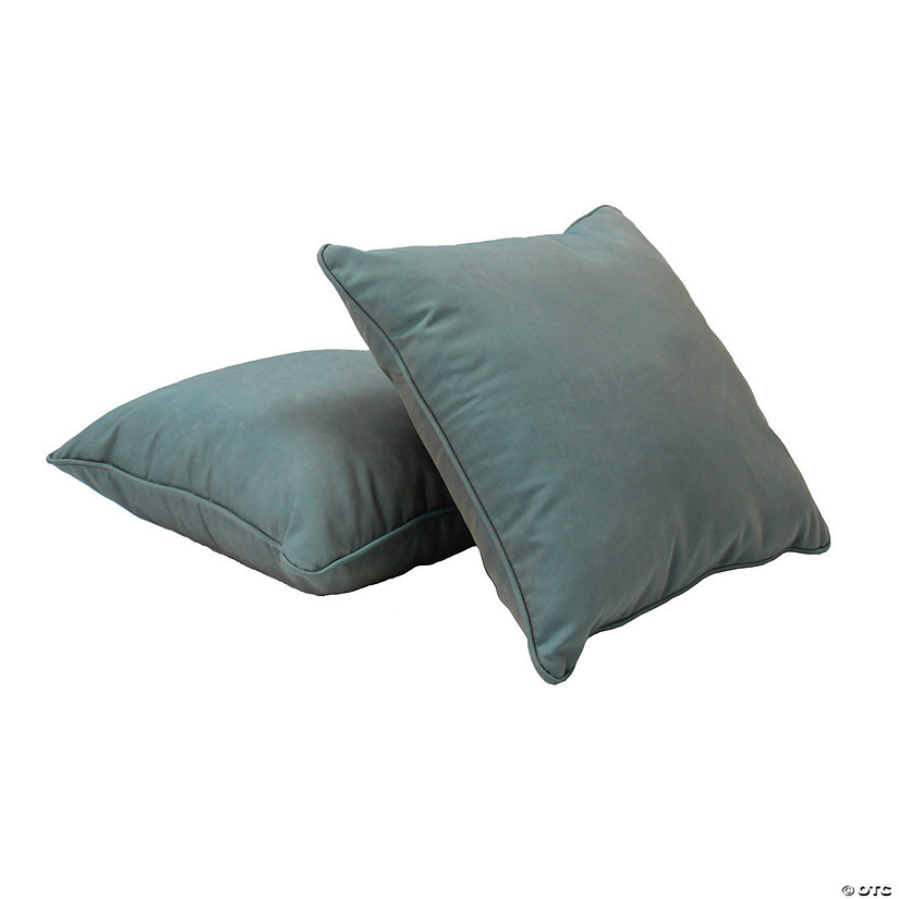 Presidio 18"x 18" Square Indoor/Outdoor Pillow with Piping, 2-Pack - Dusty Turquoise Image