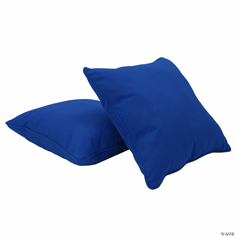 Presidio 24" x 24" Square Indoor/Outdoor Pillow with Piping, 2-Pack - Brilliant Blue Image