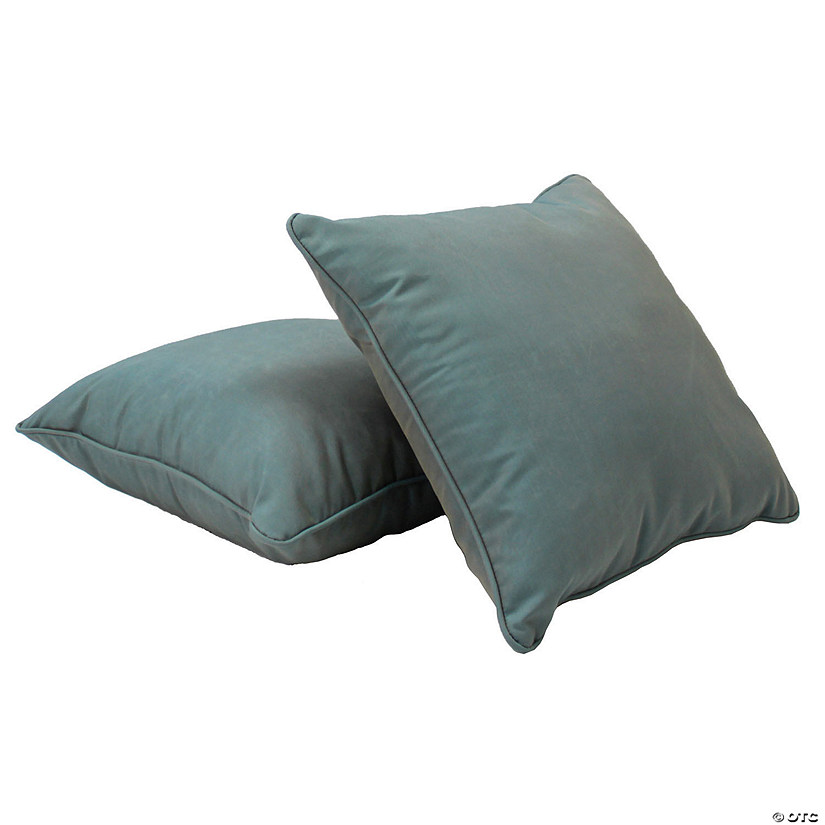 Presidio 24" x 24" Square Indoor/Outdoor Pillow with Piping, 2-Pack - Dusty Turquoise Image