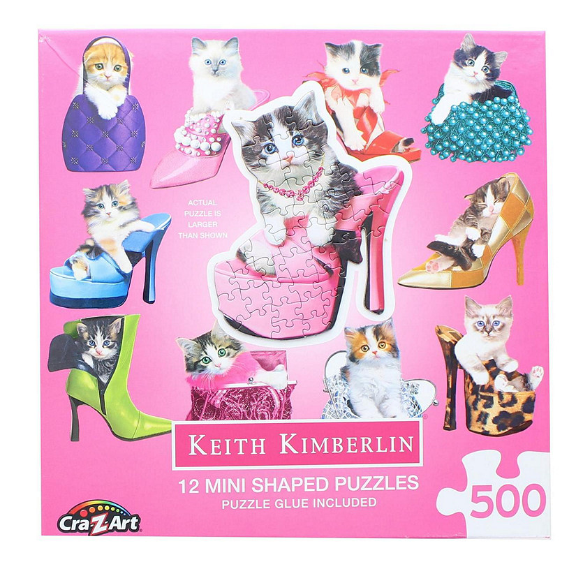 Pretty Kitties  12 Mini Shaped Jigsaw Puzzles  500 Color Coded Pieces Image