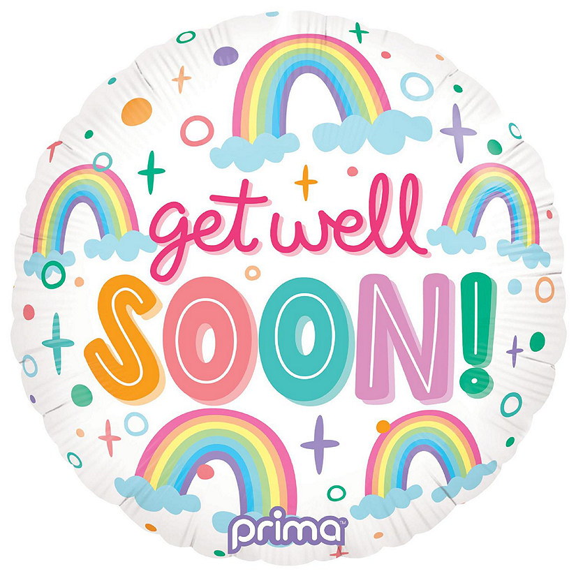 Prima - 18" - Multicolor - Get Well Soon Rainbow Balloon Image