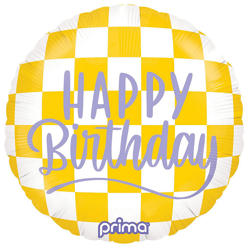 Prima - 18" - Multicolor - Happy Face Checker Balloon Image