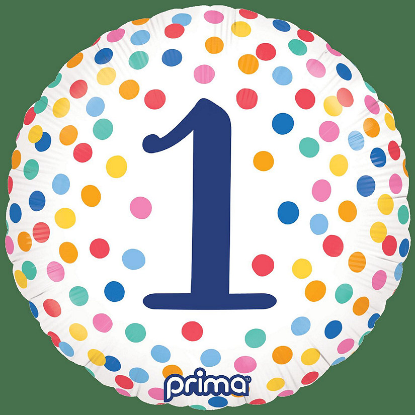 Prima - 18" - Multicolor - Round Confetti Number Balloons Image