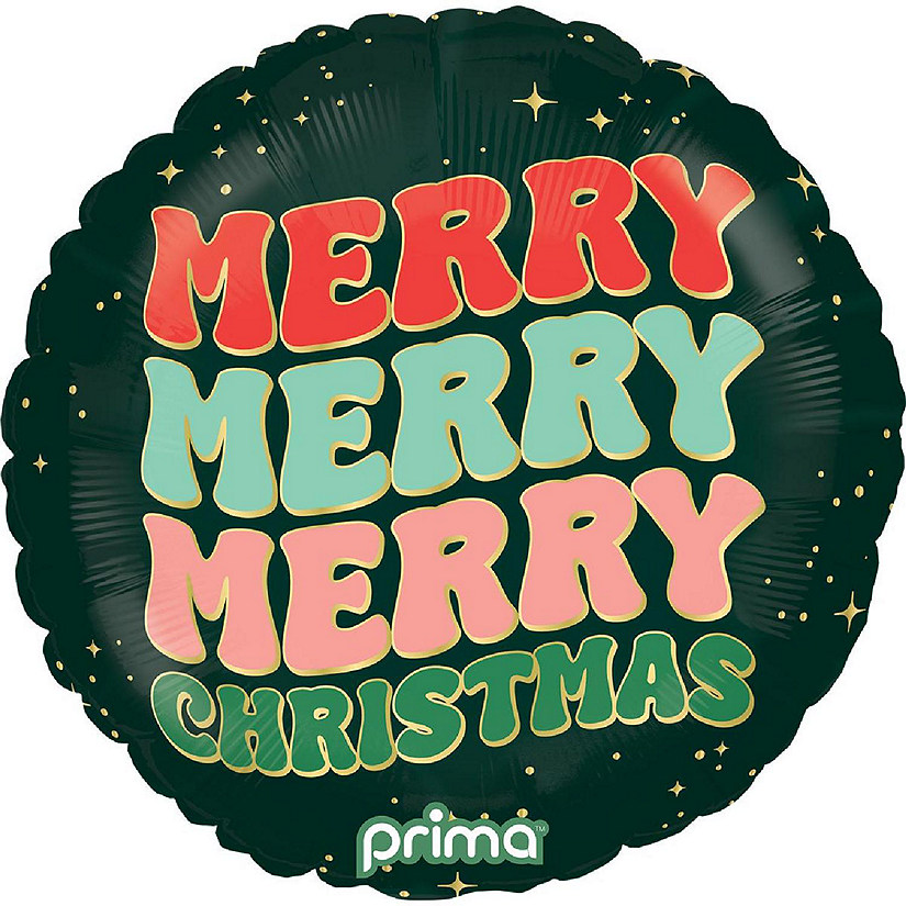Prima - 18" - Multicolor - Round Merry Merry Merry Balloon Image