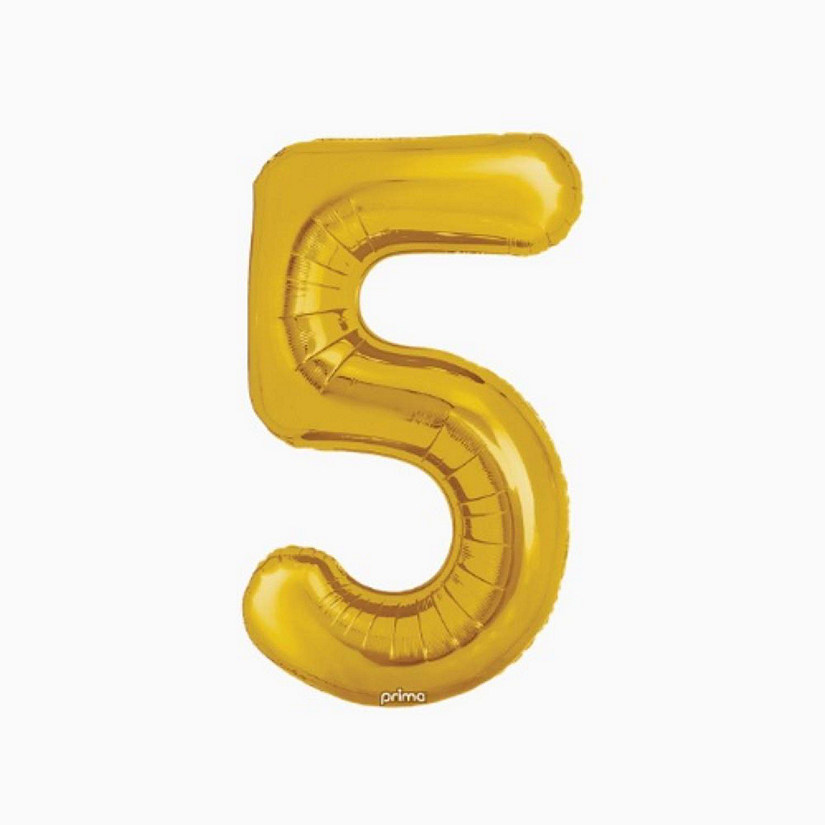 Prima - 34" - Gold - Foil Balloon Number 5 Image