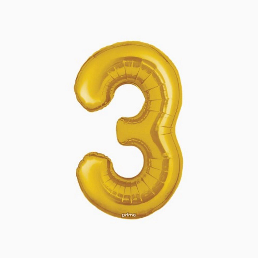 Prima - 34" - Gold - Foil Number 3 Balloon Image