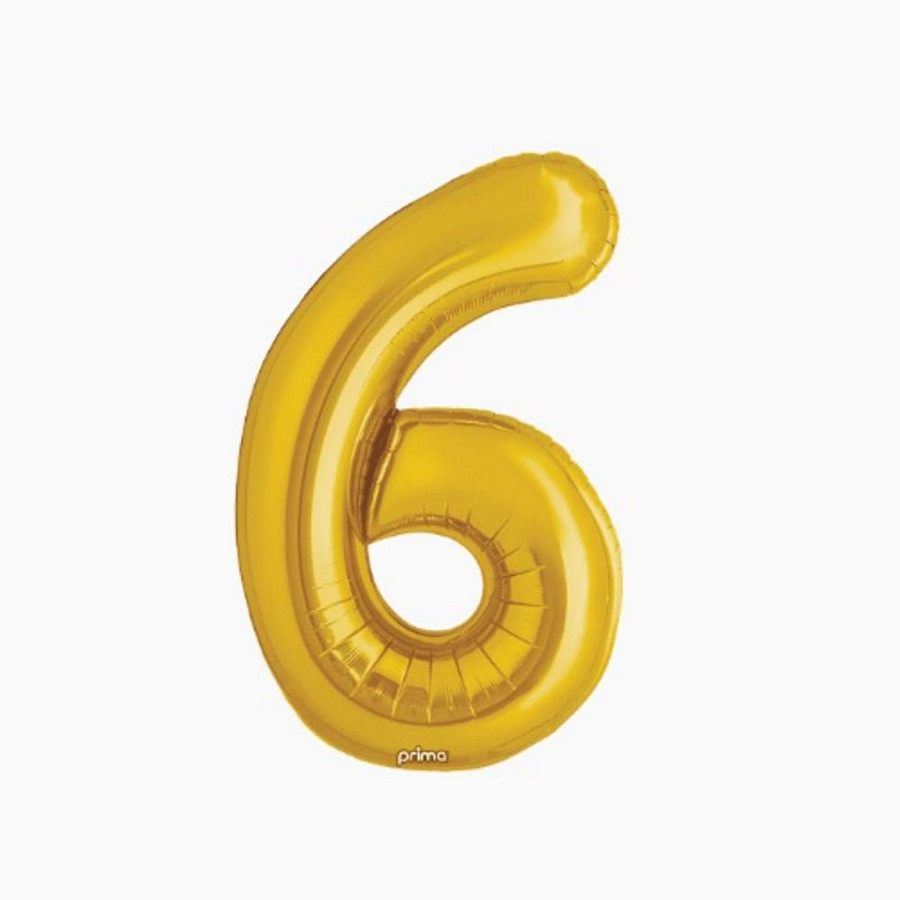 Prima - 34" - Gold - Foil Number 6 Balloon Image
