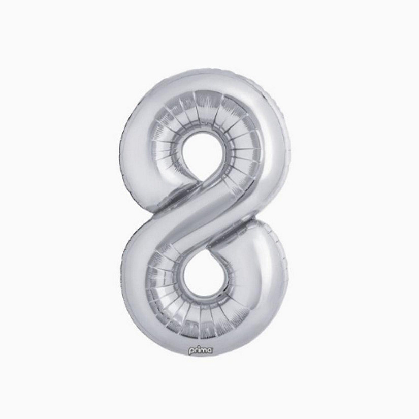 Prima - 34" - Silver - Foil Balloon Number 8 Image