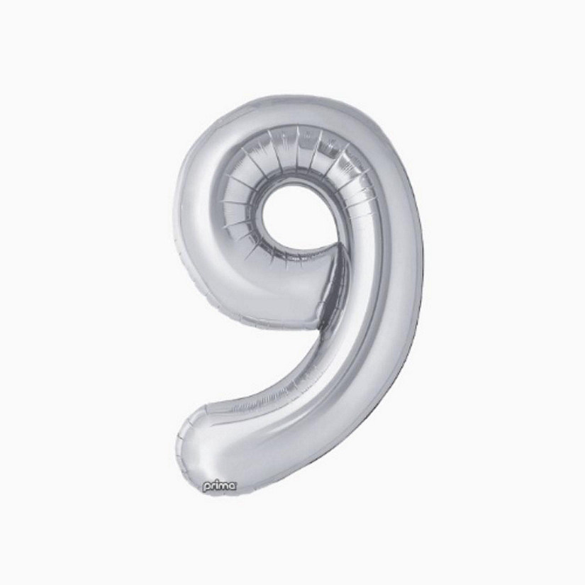 Prima - 34" - Silver - Foil Balloon Number 9 Image