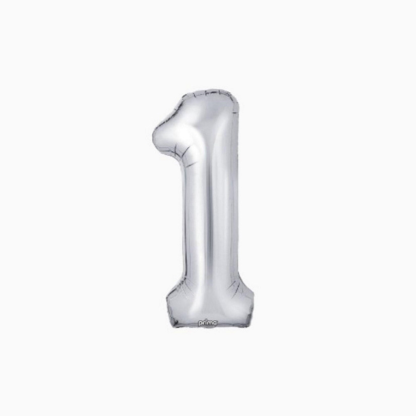 Prima - 34" - Silver - Foil Number '1' Balloon Image