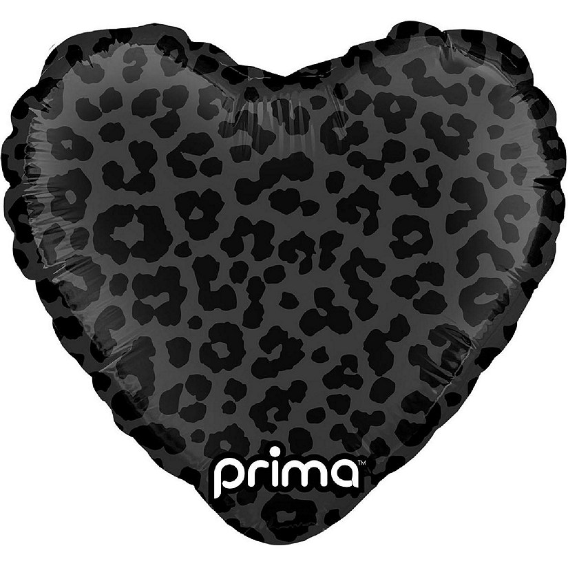 Prima - 9" - Black - Heart Leopard Print Balloons Image