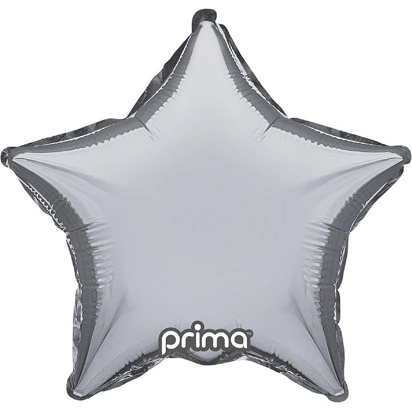 Prima - 9" - Silver - Solid Stars Balloons Image