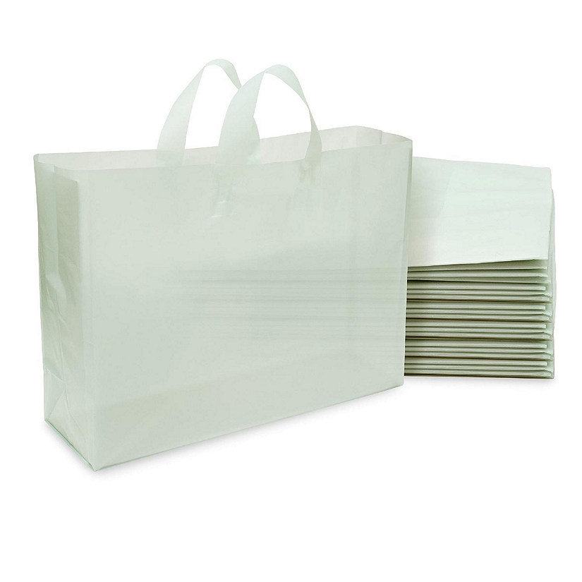 Prime Line Packaging- 16x6x12 Inch 100 Pack Small Frosted Mint Plastic Shopping Bags Image