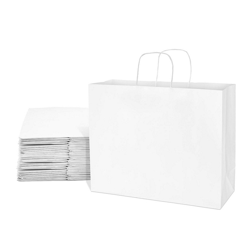 Large Gusseted Paper Bags, 6 x 3.5 x 11, White, 100/Pack