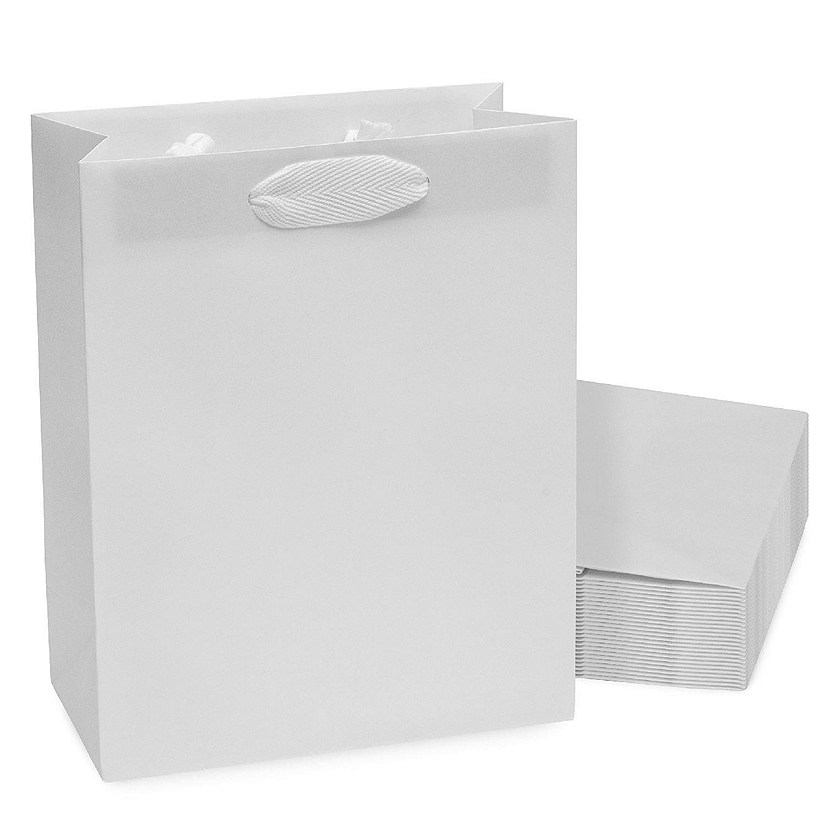 Prime Line Packaging- White Gift Bags with Handles - 8x4x10 Inch 25 Pack Image