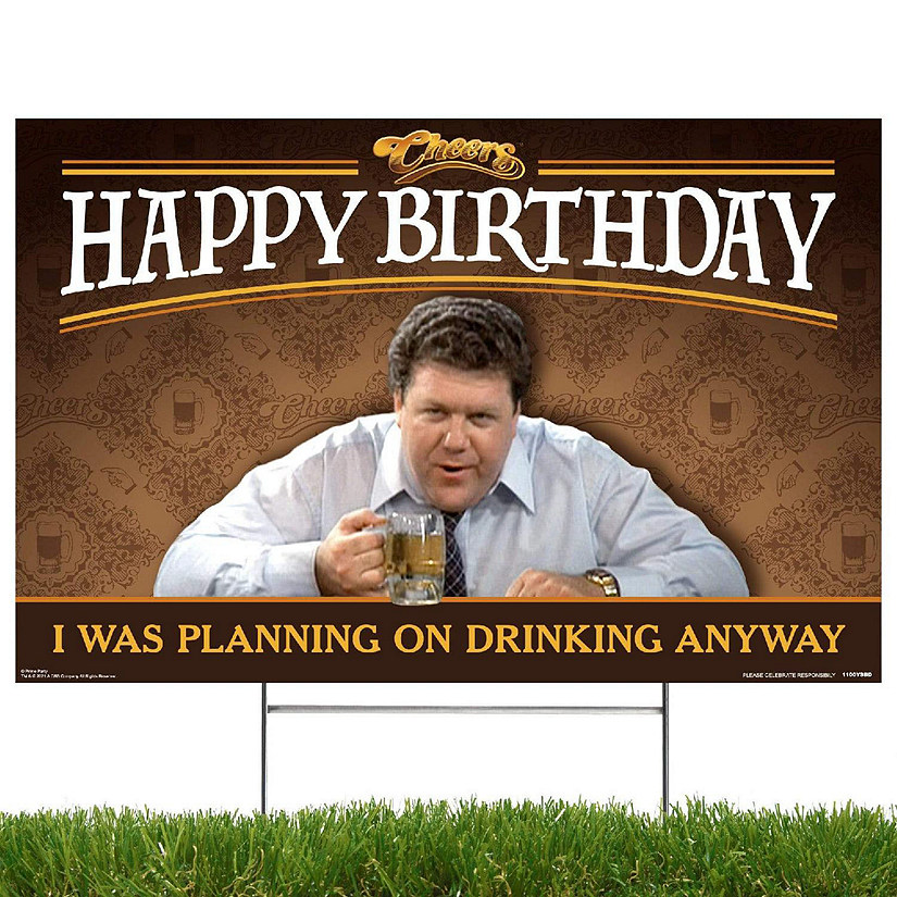 Prime Party Cheers Happy Birthday, Yard Sign with Lawn Stakes Image