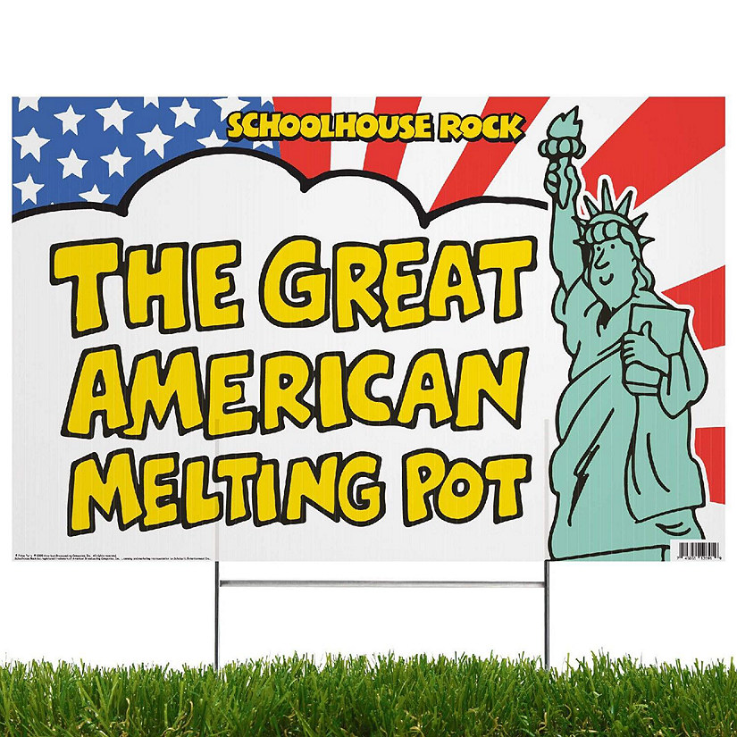 Prime Party The Great American Melting Pot Yard Sign with Lawn Stakes, Schoolhouse Rock Image
