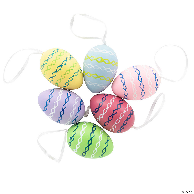Printed Plastic Easter Egg Ornaments - 12 Pc. Image