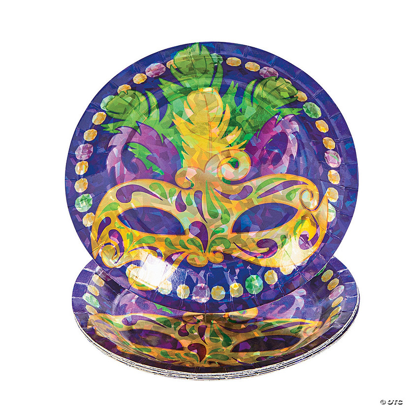Prismatic Mardi Gras Dessert Plates - 8 Ct. Image