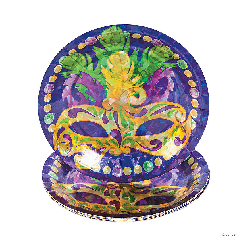 Prismatic Mardi Gras Dessert Plates - 8 Ct. | Oriental Trading