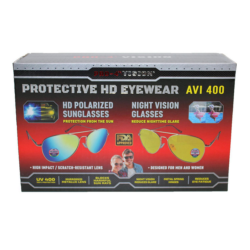 Pro-4 Tactical AVI 400 Series HD Protective Eyewear, Includes Pair of HD Polarized Sunglasses & Pair of Reduce Nighttime Glare Glasses Image