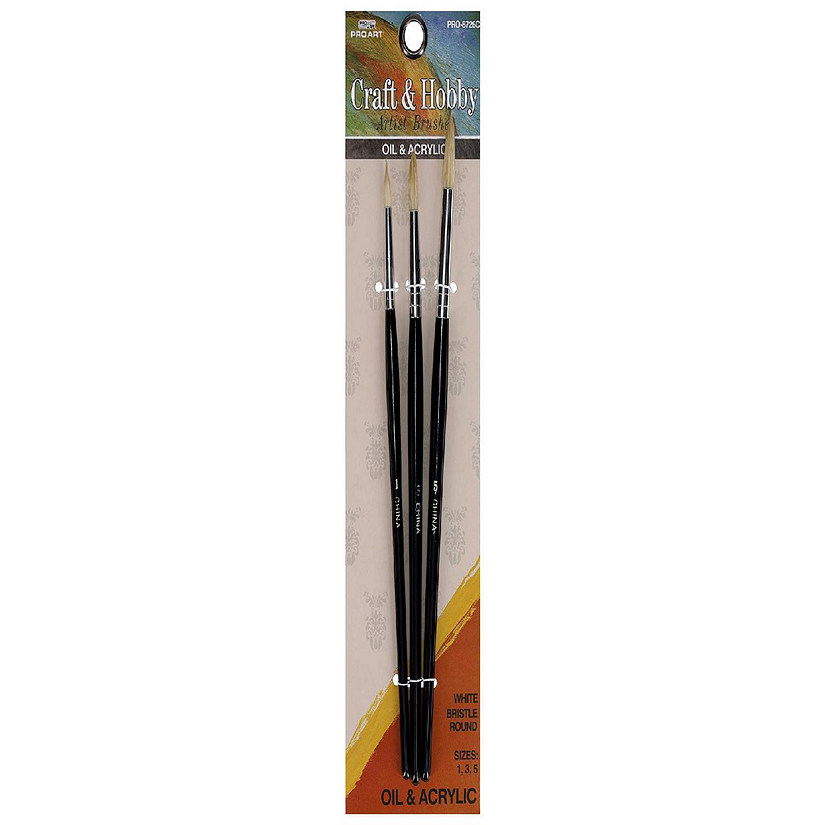 Pro Art Brush White Bristle Set Round 3pc Oriental Trading