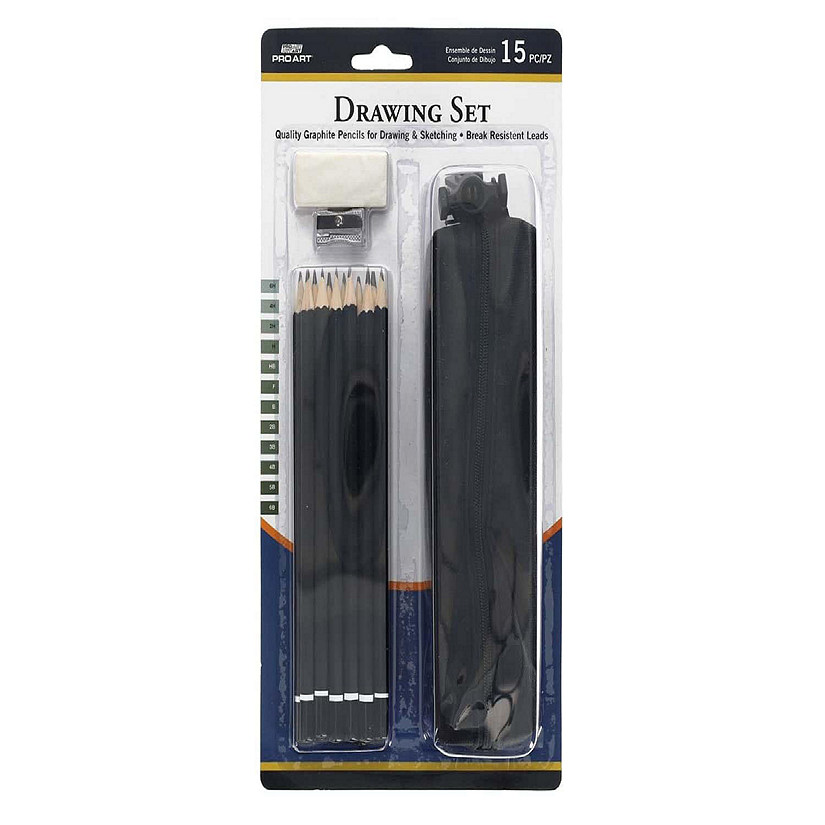 Professional 15-Piece Sketch Pencil Set, Graphite Pencils, Art