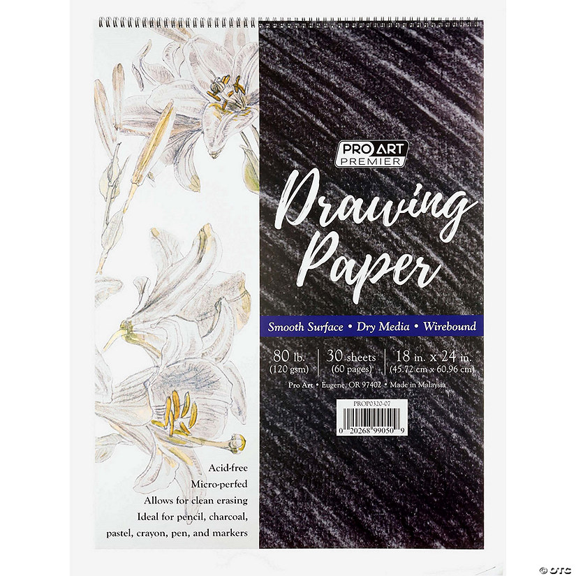 Pro Art Premier Drawing Paper Pad 18"x 24" 80lb Wirebound 30 Sheets Image